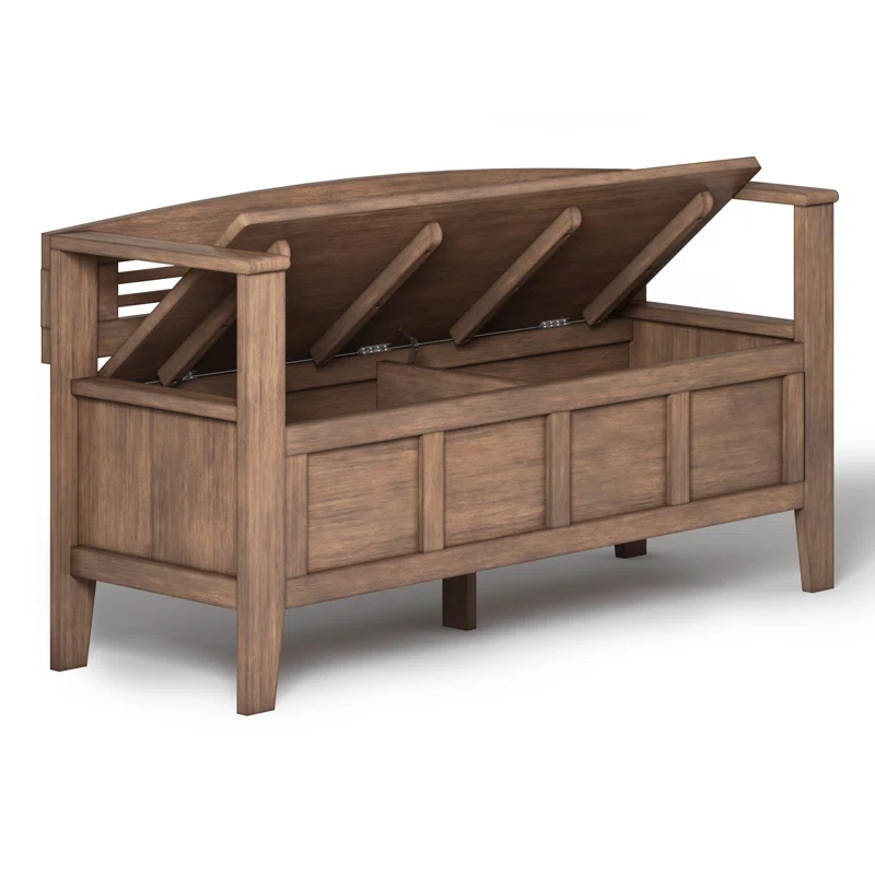 Simpli Home Adams Solid Wood Entryway Lift Top Storage Bench