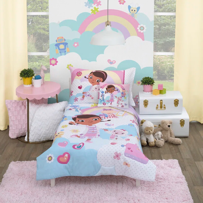 Disney NoJo Disney Doc McStuffins Cuddle Team Rainbows and Clouds Super Soft Toddler Pillow