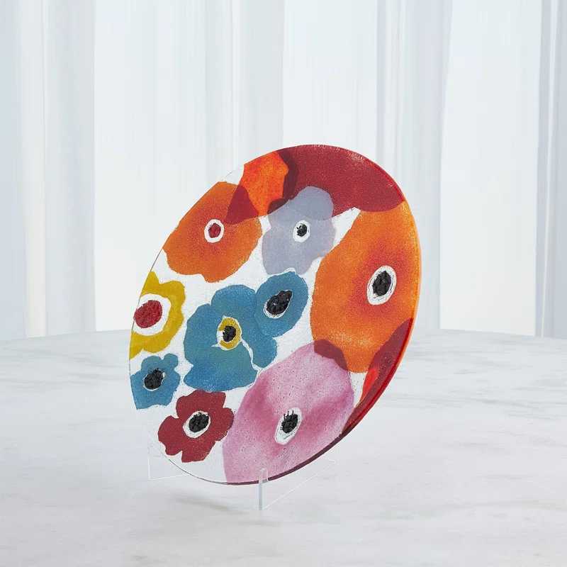 Global Views Fused Floral Glass Floral Charger