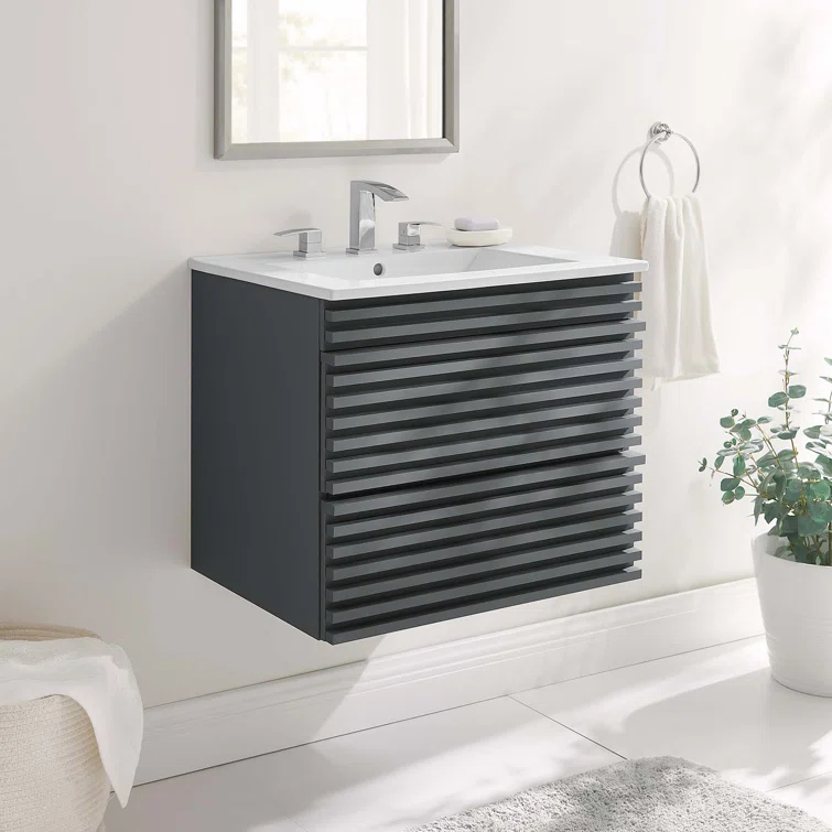 Trio Supply House Modway Render 24" Wall-Mount Bathroom Vanity