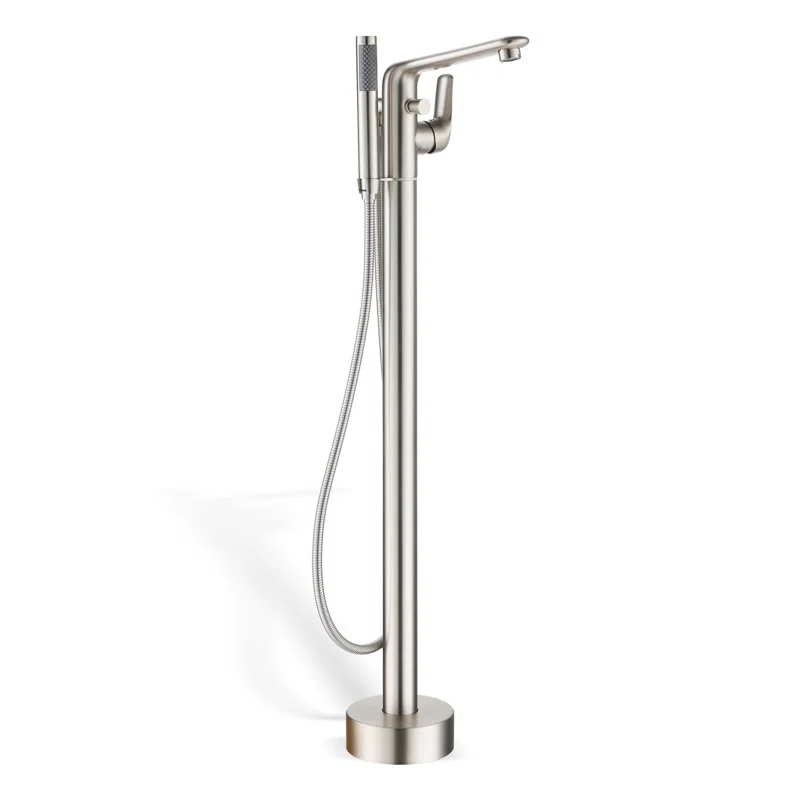 mondawe Single Handle Floor Mounted Freestanding Tub Filler with Diverter MDLT0054-BN