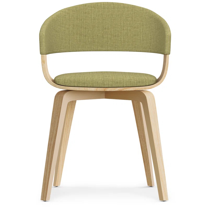 Lowell Bentwood Upholstered Dining Chair with Curved Backrest in Mid-Century Modern Style