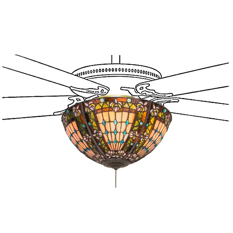 Meyda Lighting Meyda Tiffany & Stained Glass 16'' 3 - Light Bowl Ceiling Fan Light Kit