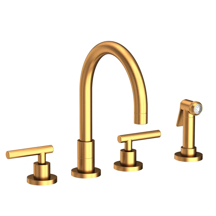 Newport Brass East Linear Double Handle Kitchen Faucet with Side Spray 9911L/24S