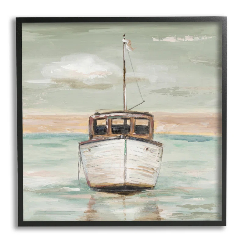 Stupell Industries " Navigating Water Vessel Ocean Crossroads Sunset Painting " by Patricia Pinto Painting Print