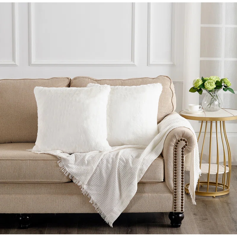 Home Soft Things Heavy Faux Fur Throw Pillow Cover (Set of 2)