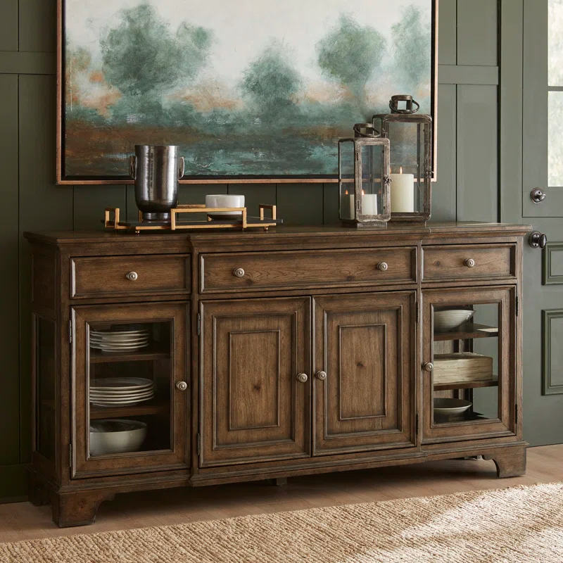 Pulaski Furniture Revival Row 3-Drawer Buffet with Cabinet Doors