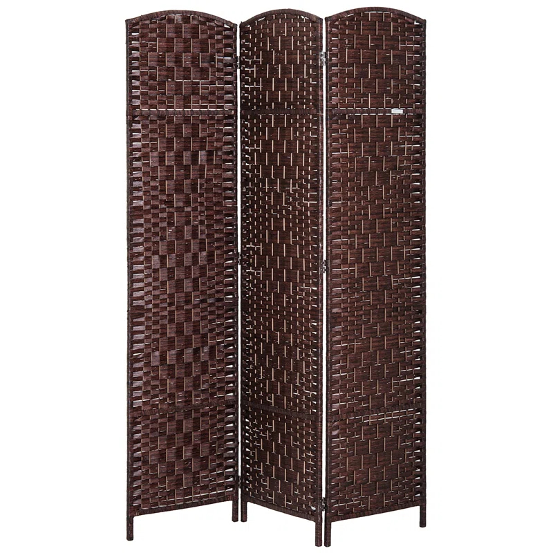 Gracie Oaks 6' Tall Wicker Weave 3 Panel Room Divider Privacy Screen