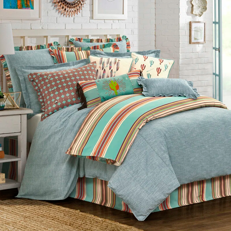 Chambray Cotton Blend Ring Stitch Comforter Set