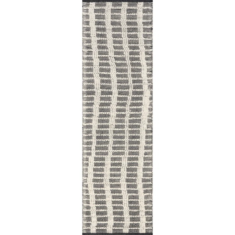 Gracie Oaks Parker Check Textured Ivory Area Rug