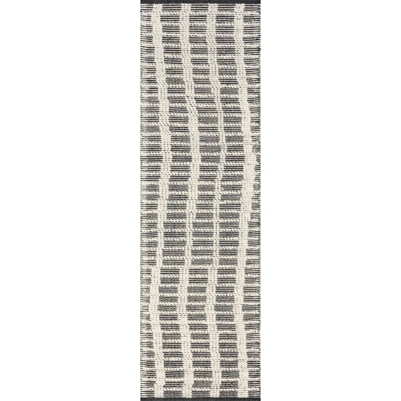 Gracie Oaks Parker Check Textured Ivory Area Rug