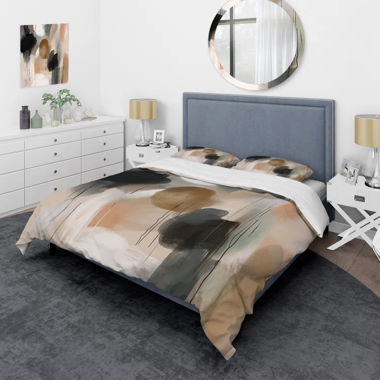 Design Art Painting Of Abstract Shapes III - Abstract Painting Duvet Cover Set - Microfiber Polyester