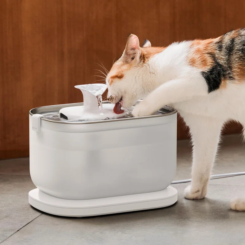 UNIVERSAL WINDOW SOLUTIONS Cat Water Fountain With Wireless Pump, 2.5L/84Oz Pet Water Fountain For Cats Indoor Stainless Steel, Cat Water Dispenser With Two Flow Modes, Pat Fountain For Drinking Easy Clean, BPA-Free