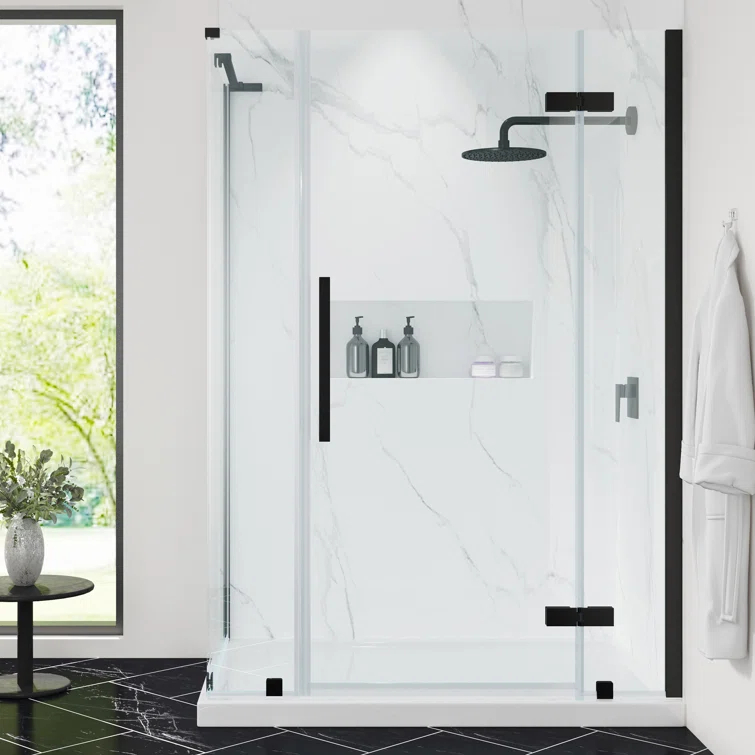 Ove Decors Endless Tampa 54" W x 72" H Corner Frameless Shower Kit, Door, Panel, Base TA1433430