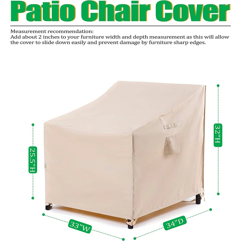 F&J Outdoors Premium Waterproof Outdoor Patio Chair Cover: Latest Rip-Stop Fabric, 3-Year Warranty