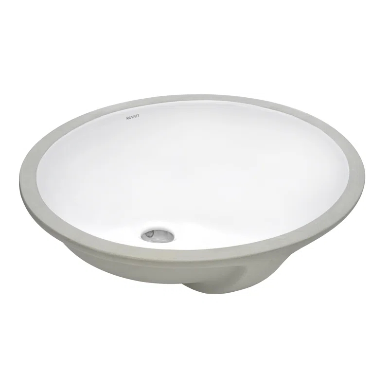 Ruvati RVB0616 Ruvati inch Undermount Bathroom Vanity Sink White Oval Porcelain Ceramic with Overflow