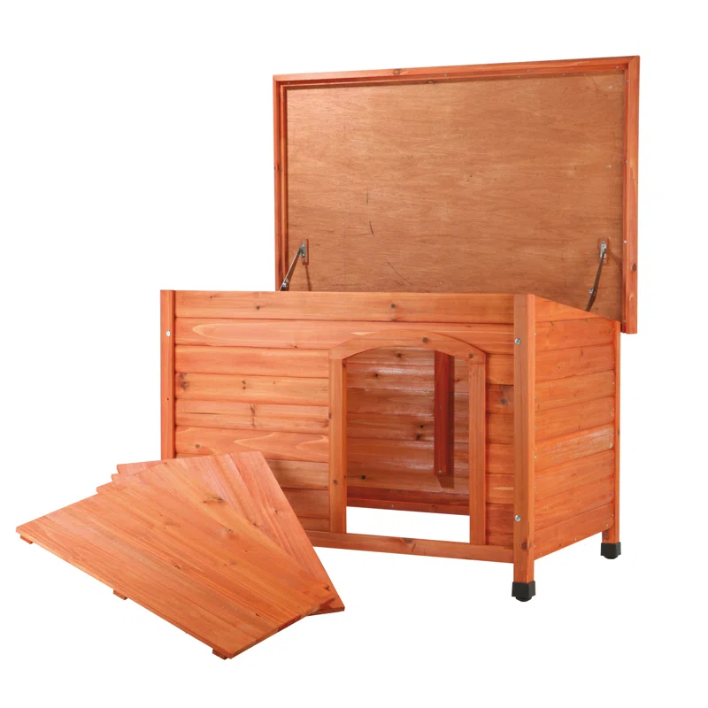 TRIXIE TRIXIE natura Classic Dog House, Flat Hinged Roof, Adjustable Legs, Elevated Pet Shelter