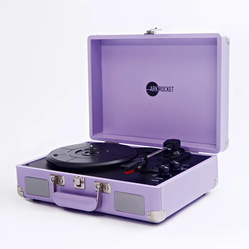 Arkrocket Audio Arkrocket Curiosity Bluetooth Turntable Retro Suitcase 3-Speed Record Player with Built-in Speakers