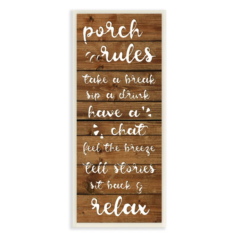 Highland Dunes " Porch Rules Rustic Neutrals Sit Back And Relax " by Daphne Polselli