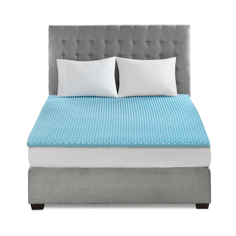Madison Park 1.5" Gel Memory Foam All Season Reversible Cooling Mattress Topper