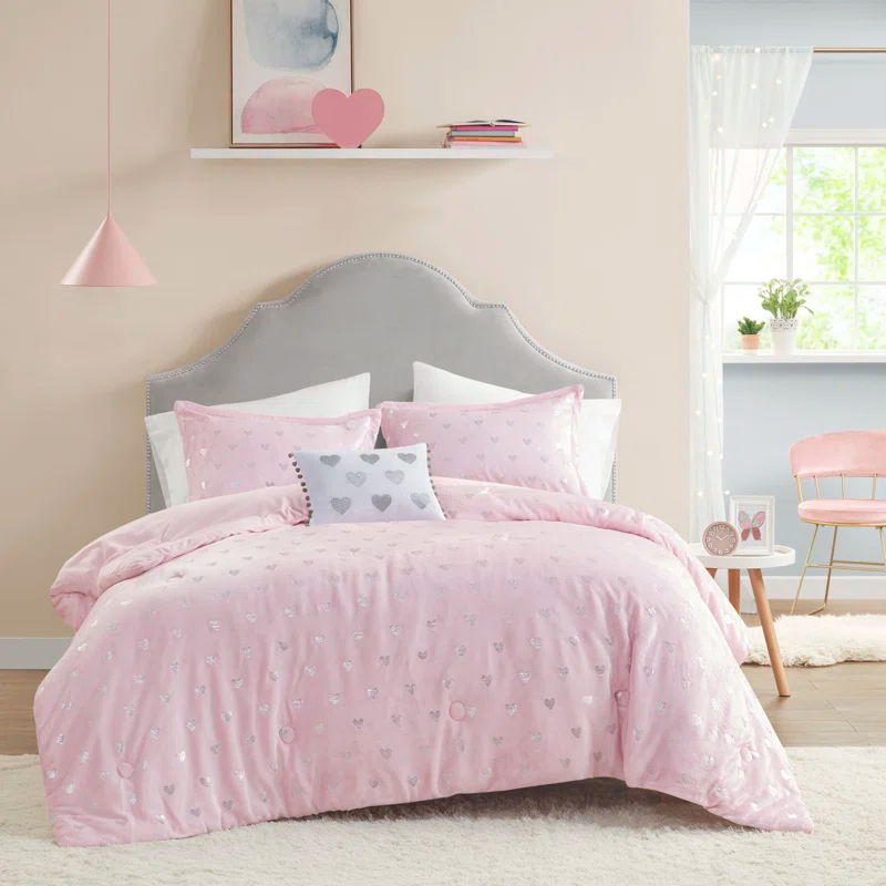 Intelligent Design Rosalie Metallic Printed Plush Comforter Set