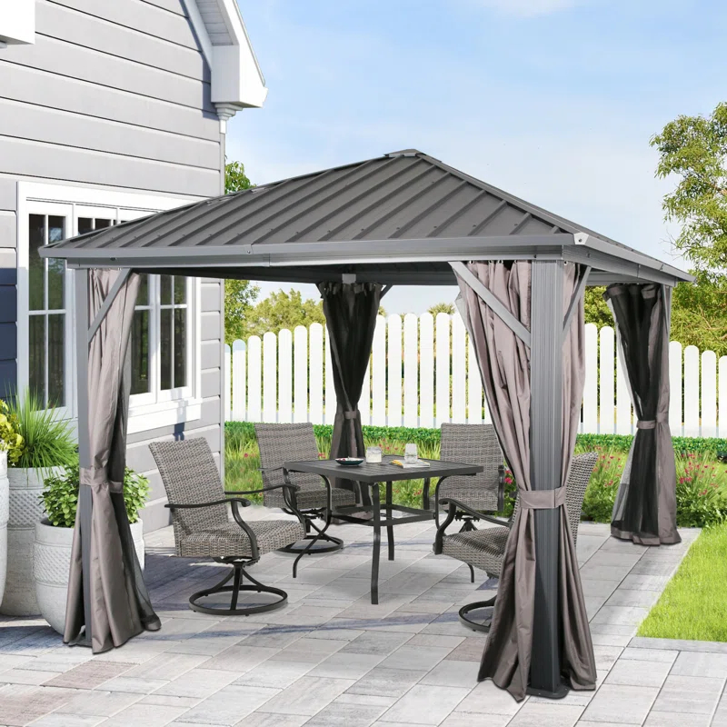 Peak Home Furnishings Hardtop 10 Ft. W x 10 Ft. D Aluminum Patio Gazebo
