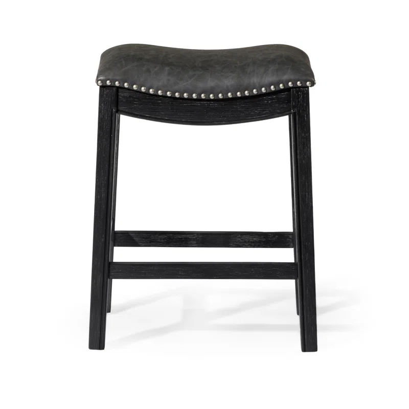 Maven Lane Maven Lane Adrien Backless Saddle Kitchen Stool with Fabric Upholstery