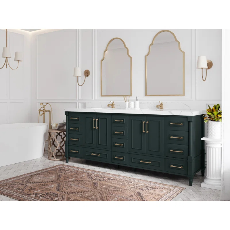 Willow Collections Aberdeen 84'' Double Bathroom Vanity with Quartz Top