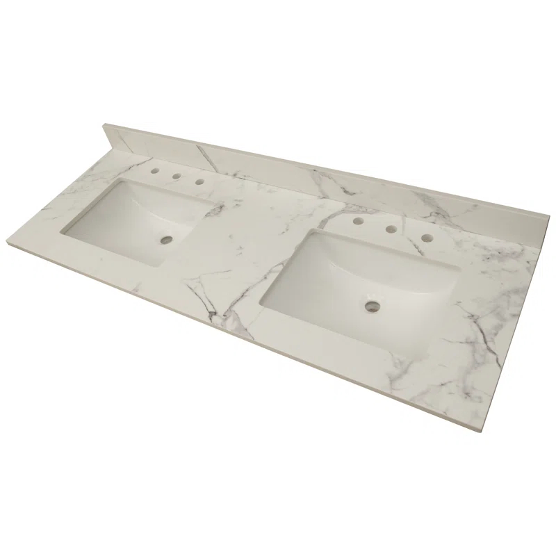 61 in. x 22 in. D Bathroom Vanity Top with Double Sinks