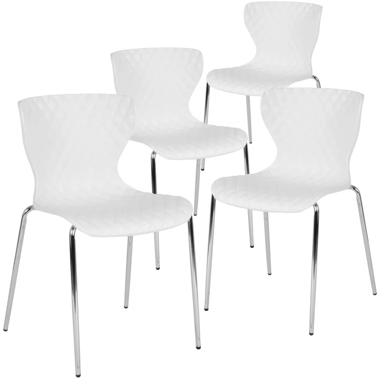 Flash Furniture Lowell Contemporary Design Plastic Stack Chair (Set of 4)