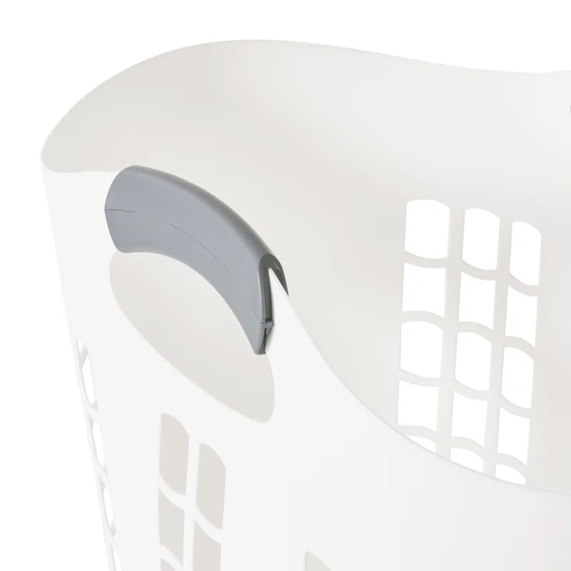 Gracious Living Gracious Living Easy Carry Flex 87 L Plastic Laundry Hamper, White (2 Pack) (Set of 2)