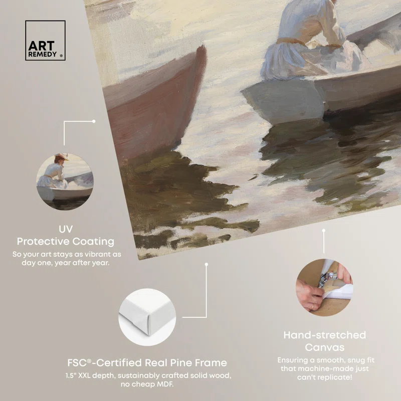 Art Remedy Woman in a Rowing Boat Canvas Classic Female Portraits by Art Remedy