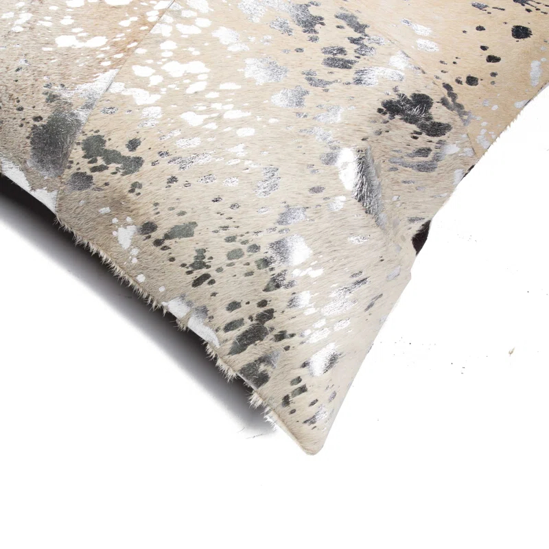 HomeRoots (Set of Two) Silver and Gray Cowhide Throw Pillow (Set of 2)