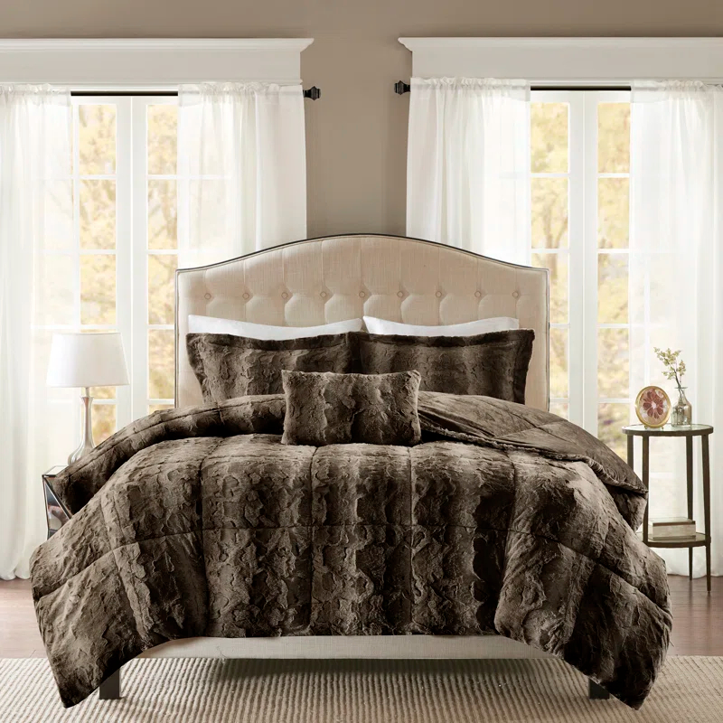 Madison Park Zuri Faux Fur Comforter Set