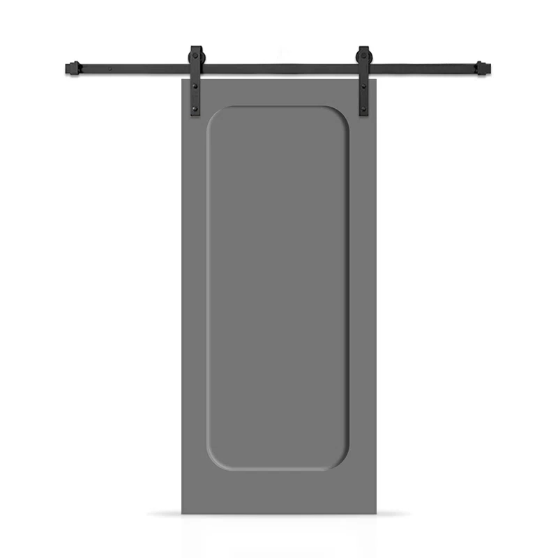 Calhome Curved 1 Panel Shaker Painted Composite Modern Interior Sliding Barn Door with Hardware Kit