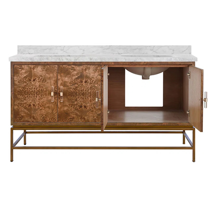 Worlds Away Clifford 60'' Double Bathroom Vanity with Marble Top