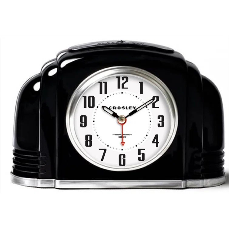 Crosley Analog Quartz Movement / Crystal Tabletop Clock with Alarm in Black