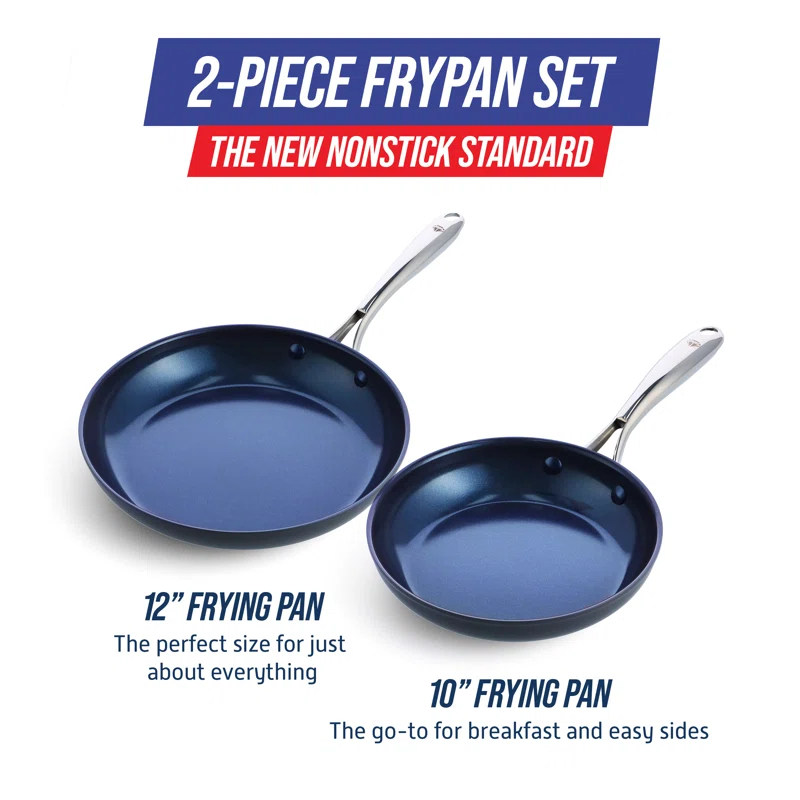 Blue Diamond Hard Anodized Nonstick 2pc Fry Pan Set, 10" & 12"