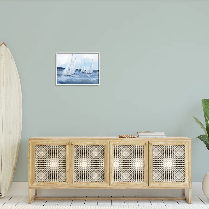 Stupell Industries " White Sailboats Coasting Ocean Waters Blue Tide " by Chris Paschke