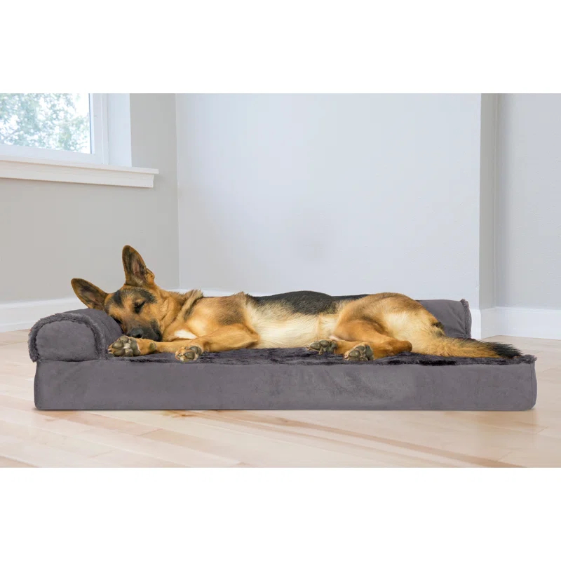 FurHaven Plush & Velvet Deluxe L-Chaise Orthopedic Pet Bed