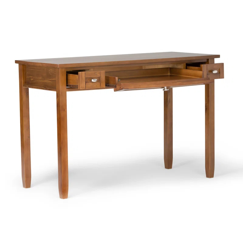 Simpli Home Warm Shaker 48"W Solid Wood Desk, Transitional Style with Keyboard Tray