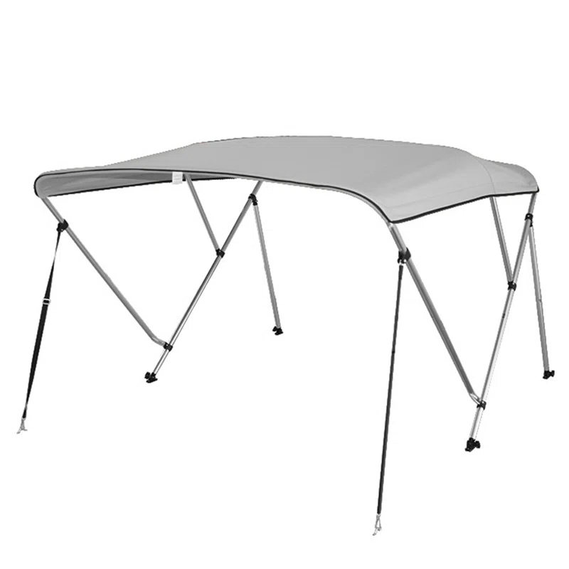 SereneLife 3 Bow Bimini Top - 2 Straps And 2 Rear Support Poles With Marine-Grade 600D Polyester Canvas (Gray) | Wayfair
