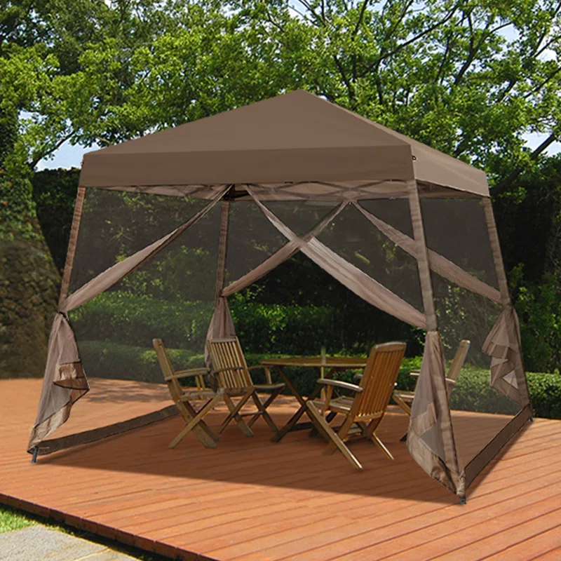 COOS BAY 10 Ft. W X 10 Ft. D Steel Pop Up Slant Leg Patio Gazebo With Netting