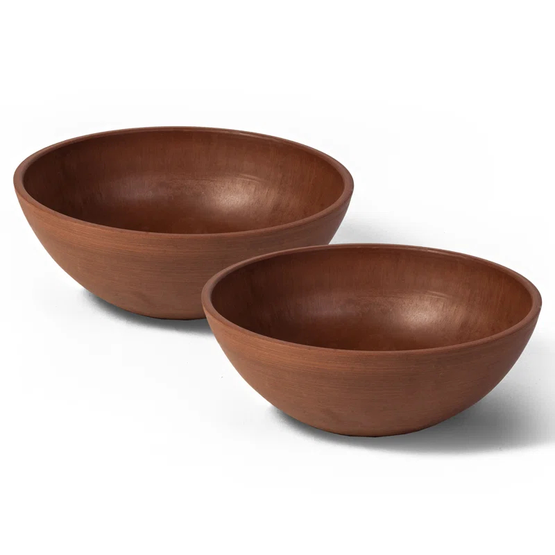 Algreen  Valencia Planter Bowl - Textured Terra Cotta - Pack of 2