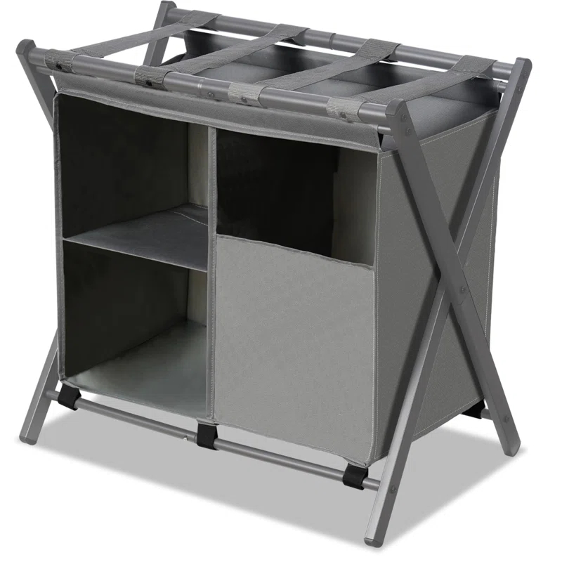 IFBECT Steel folding Luggage Rack with Laundry Bag