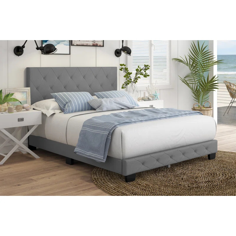 Boyd Sleep Boyd Sleep Chloe Linen Upholstered Bed Frame with Adjustable Headboard, Sturdy Wood Slat System, No Box Spring Required