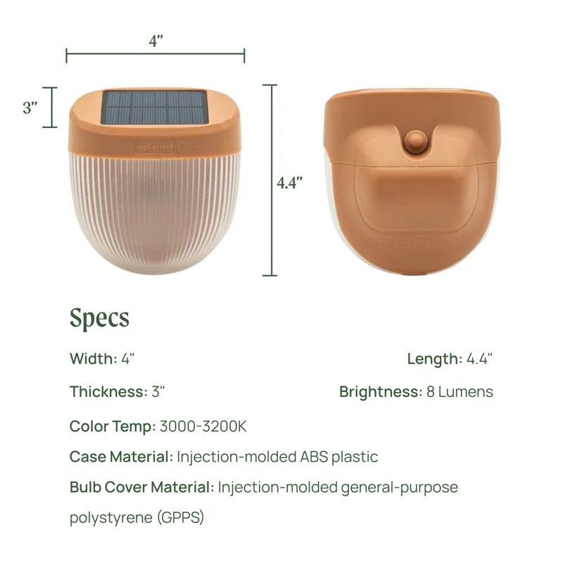 Vego Garden Add ons Rippled Outdoor Waterproof Solar Powered Integrated LED Deck Light Pack (Set of 8)