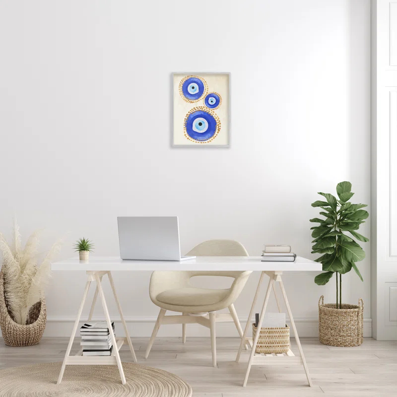 Stupell Industries " Round Blue Evil Eye Pattern Lustrous Dotted Detail " by Two Smart Blondes Painting Print