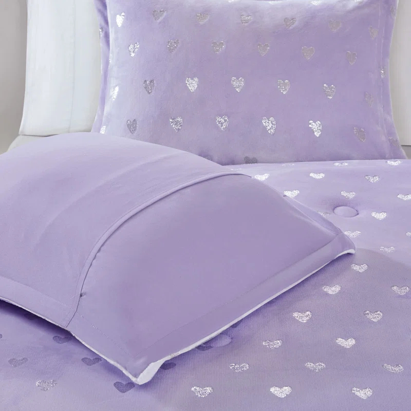 Mi Zone Rosalie Metallic Printed Plush Comforter Set