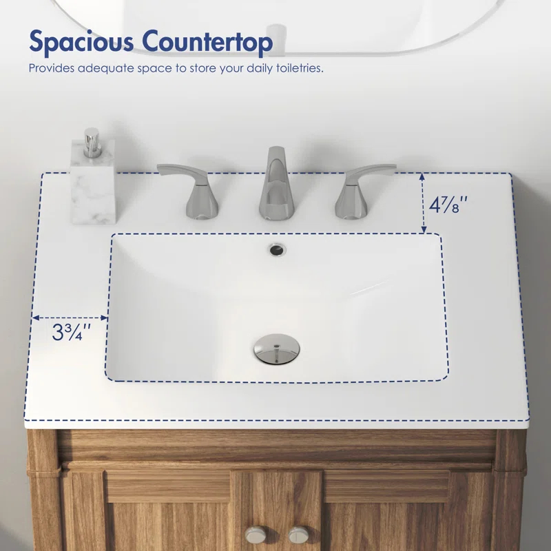 Tucson 24" W x 18" D Vitreous China Vanity Top Sink in White (Sink Only, w/o Vanity)